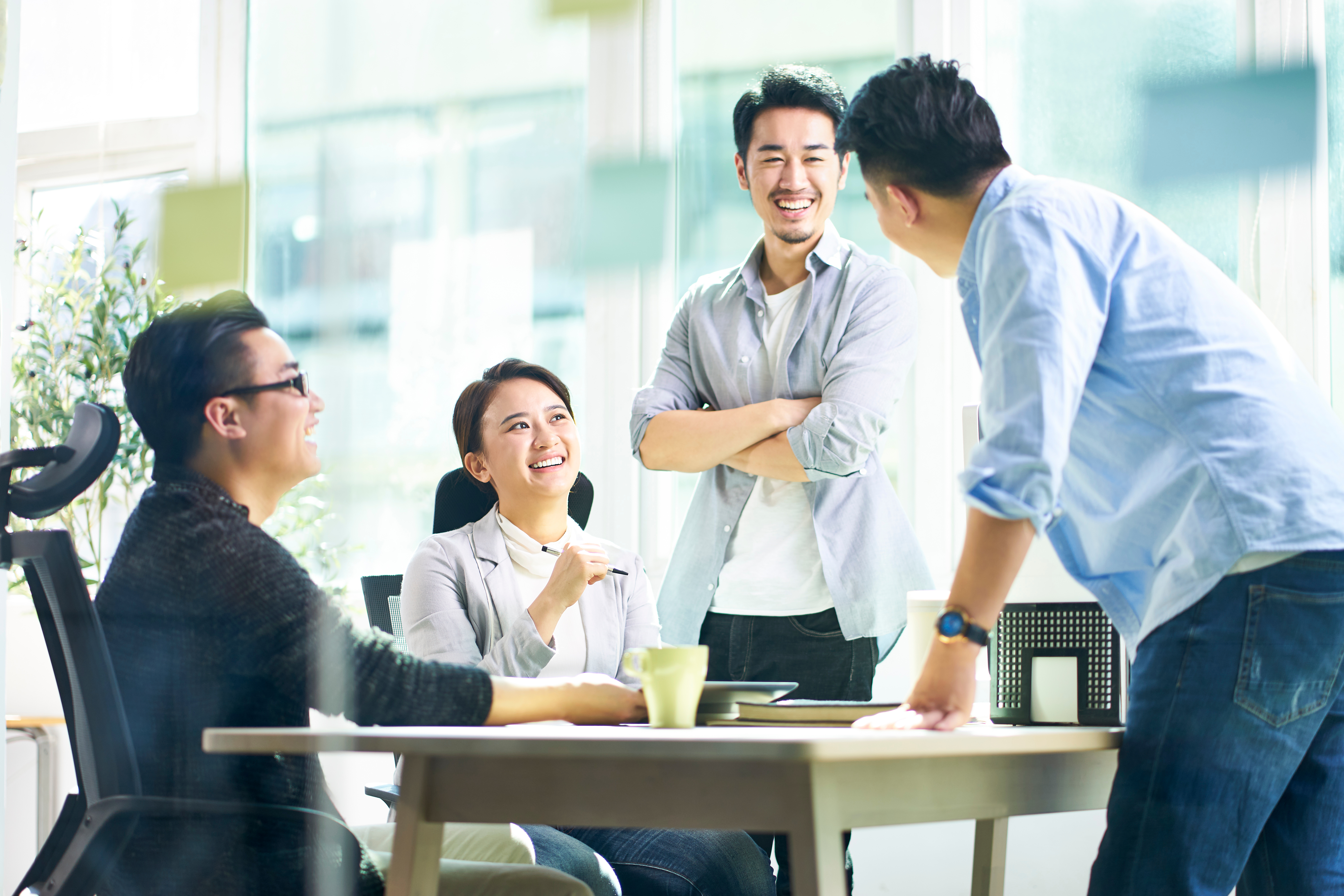 Office Workers Having A Discussion